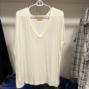 Oversized White V-Neck T-Shirt